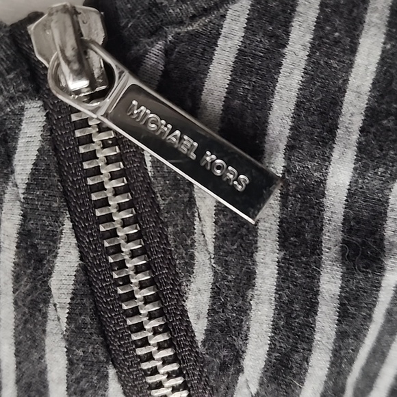 Michael Kors Grey stripped silver zipper top - Picture 3 of 7